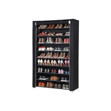 Schoenenrek met roldeur - schoenenkast - zwart - 100 x 28 x 162 cm