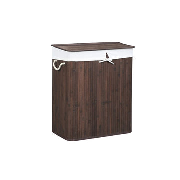 Bamboe wasmand met 2 vakken - bruin - 51,5 x 31,5 x 60,5 cm