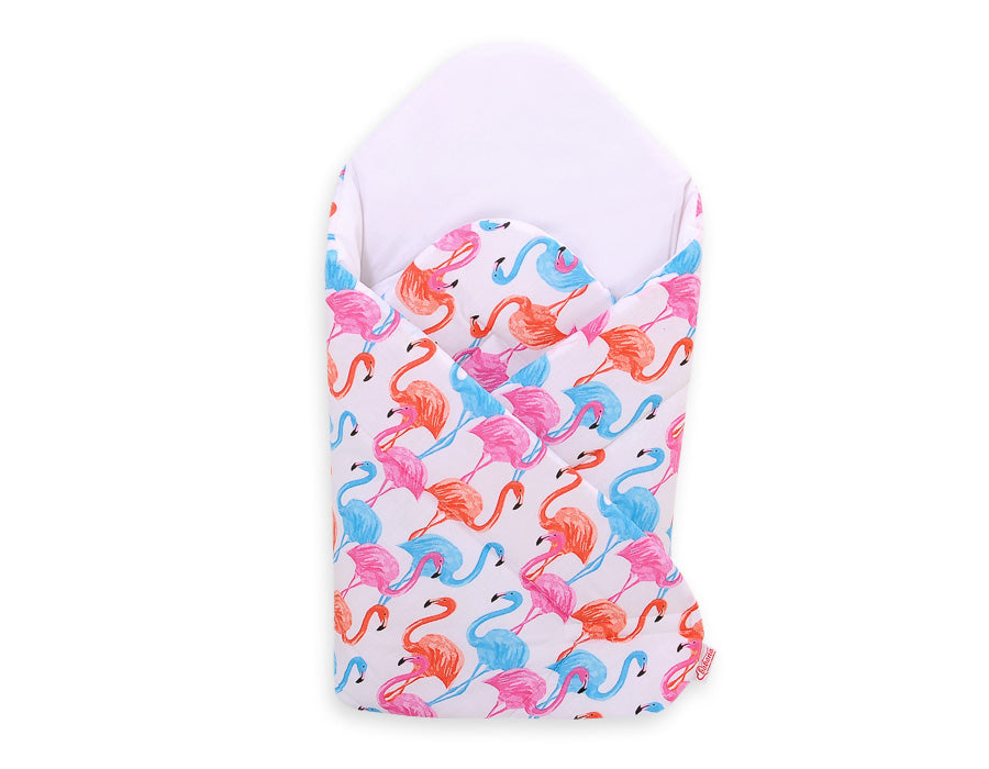 Baby nest met versteviging - babynestje - veilig en ademend katoen - Flamingo