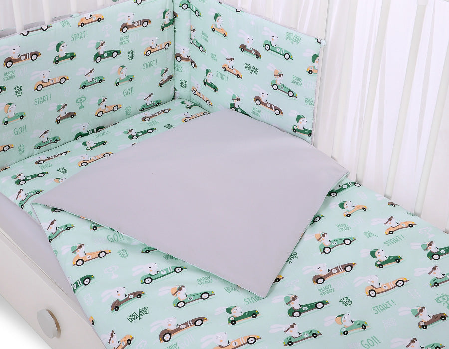 Baby beddengoed set - wiegset - 100% katoen, zacht & huidvriendelijk - 120x90 cm - mint konijntjes