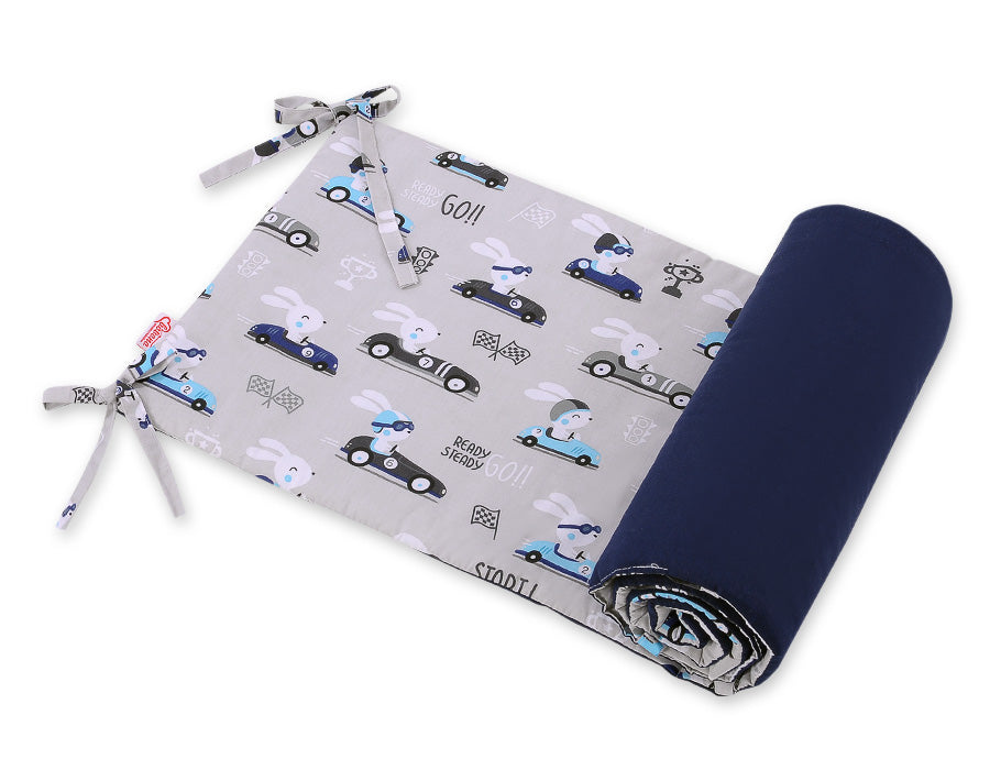 Spjälsängsskydd - sängkantskydd - optimalt skydd för babyn - grått kanintryck