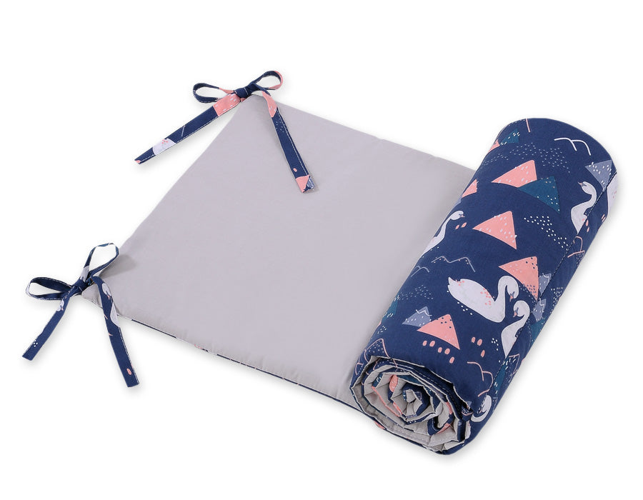 Universele ledikantbumper - bedomranding - anti-allergisch & ademend, navy blauw, 155x32 cm