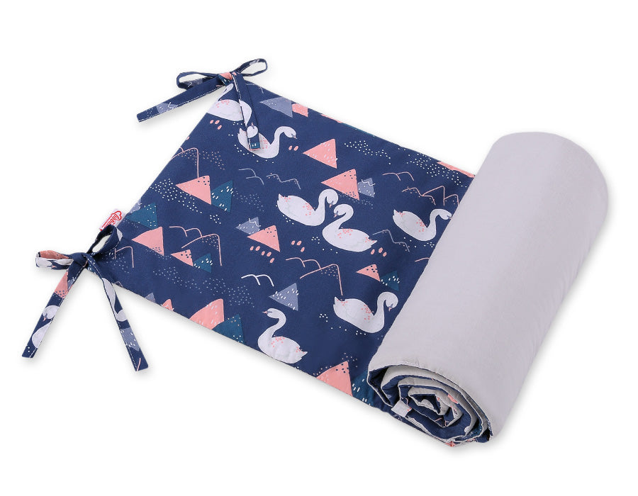 Universele ledikantbumper - bedomranding - anti-allergisch & ademend, navy blauw, 155x32 cm