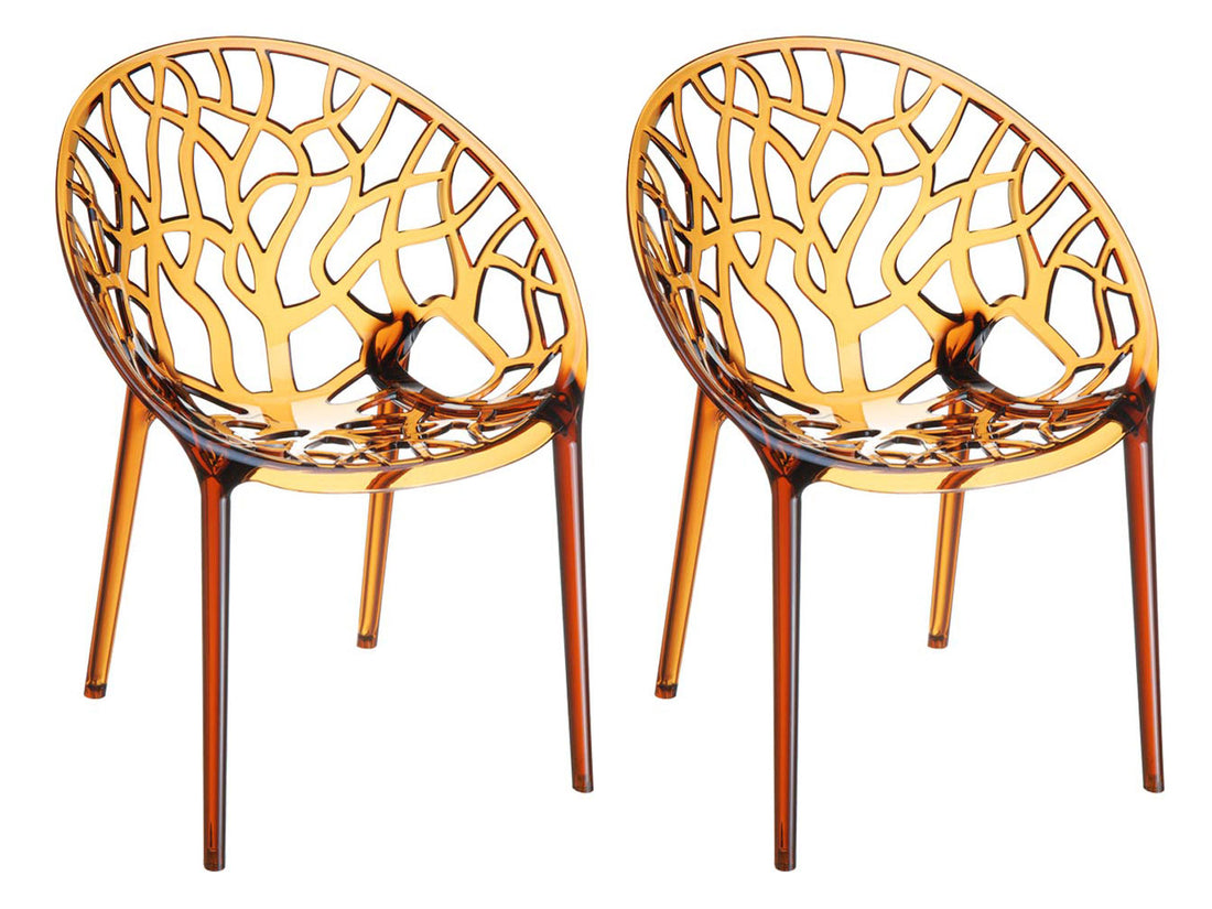 2-delige Set Stapelstoelen - Designstoelen - Weerbestendig Kunststof Kleur barnsteen