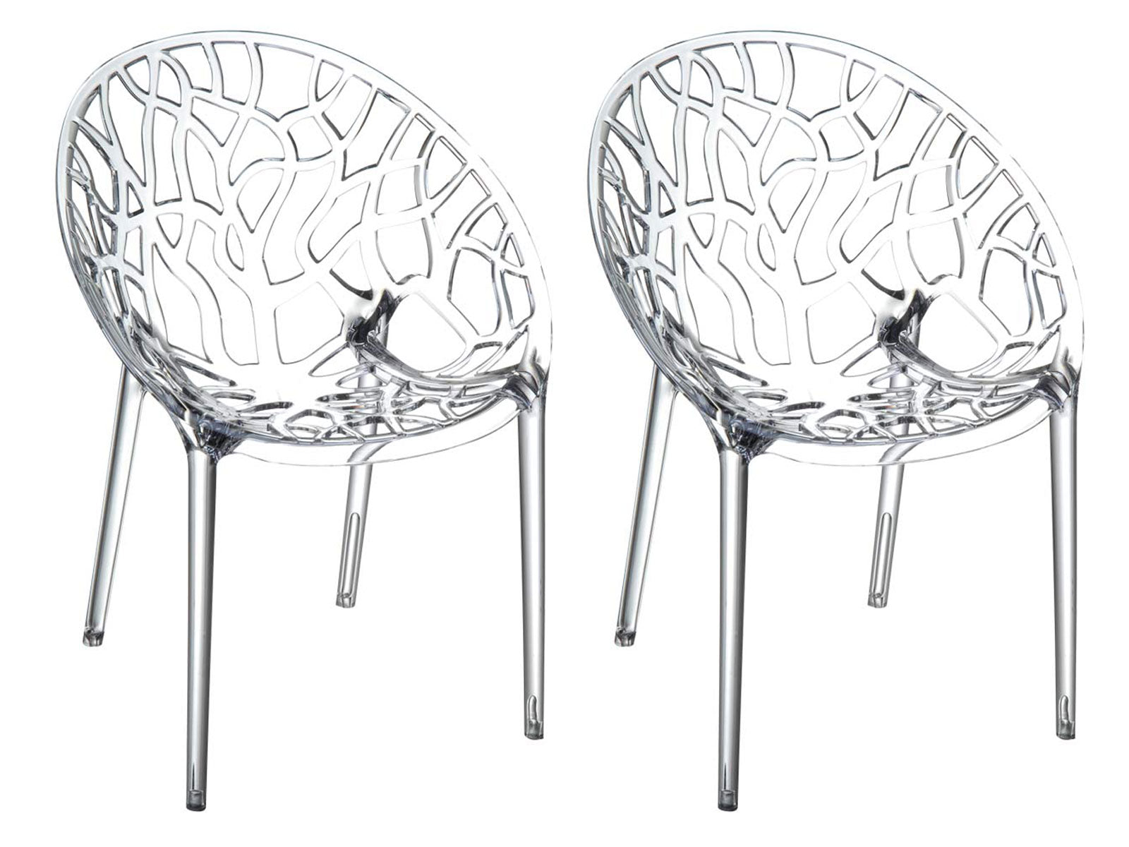 2-delige Set Stapelstoelen - Designstoelen - Weerbestendig Kunststof Kleur transparant