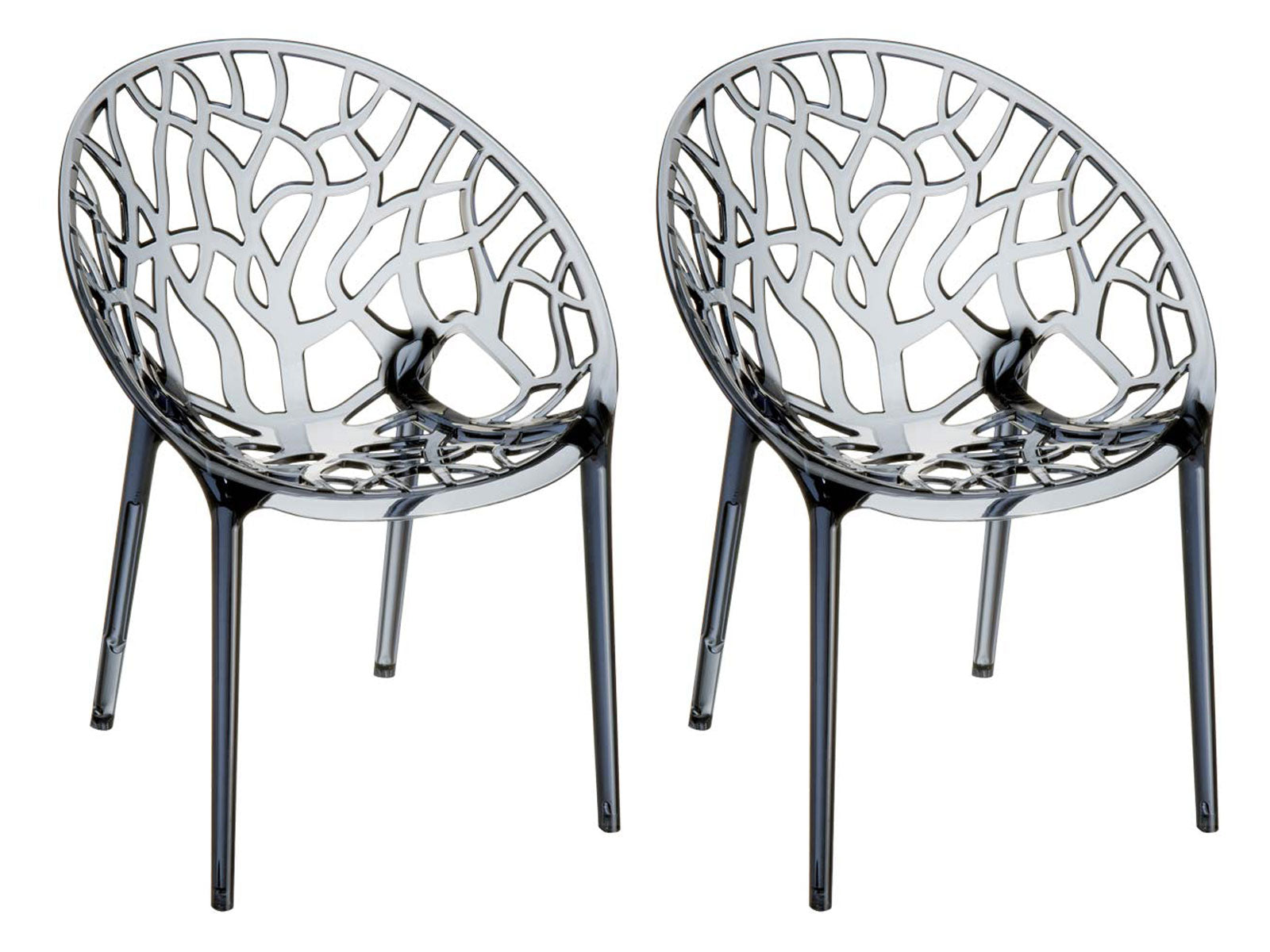 2-delige Set Stapelstoelen - Designstoelen - Weerbestendig Kunststof Kleur grijs