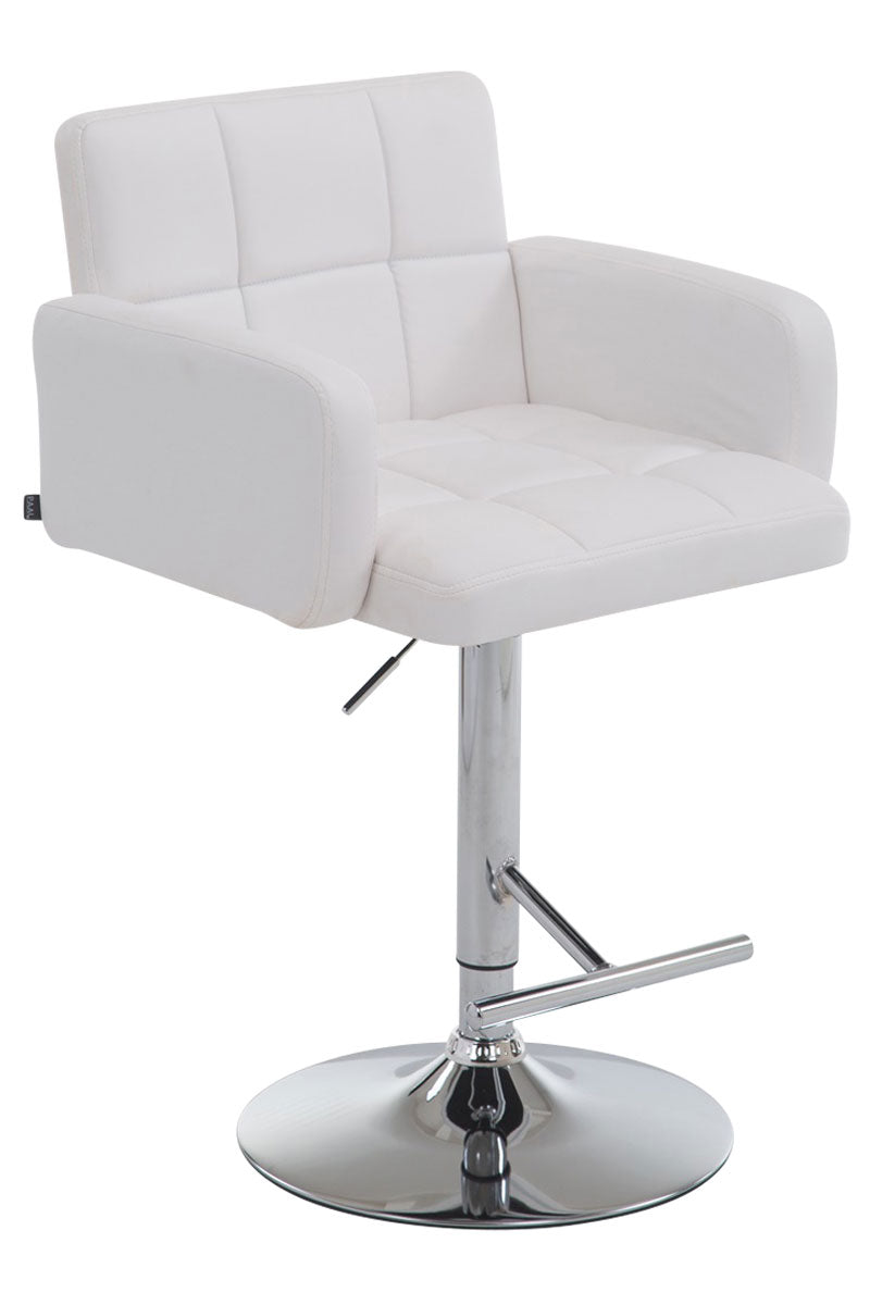 Design Barstoel - Kruk - Comfortabele Zit voor Dagelijks Gebruik met Kunstleren Bekleding Kleur wit Onderstel Kleur chroom