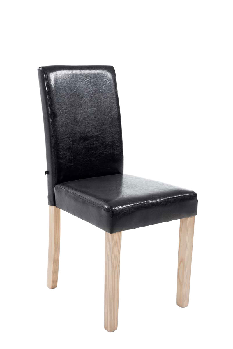 Elegante Eetkamerstoel - Stoel - Comfortabele Kunstleren Zitting, Houten Onderstel Kleur zwart