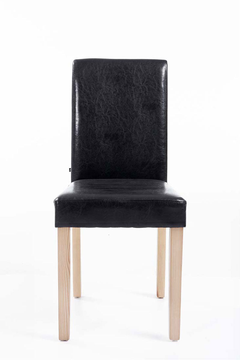 Elegante Eetkamerstoel - Stoel - Comfortabele Kunstleren Zitting, Houten Onderstel Kleur zwart