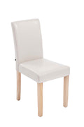 Eetkamerstoel Kunstleer - Dining Chair - Comfortabele Hoge Rugleuning, Onderhoudsvriendelijk Design Kleur crème Onderstel Kleur natuur