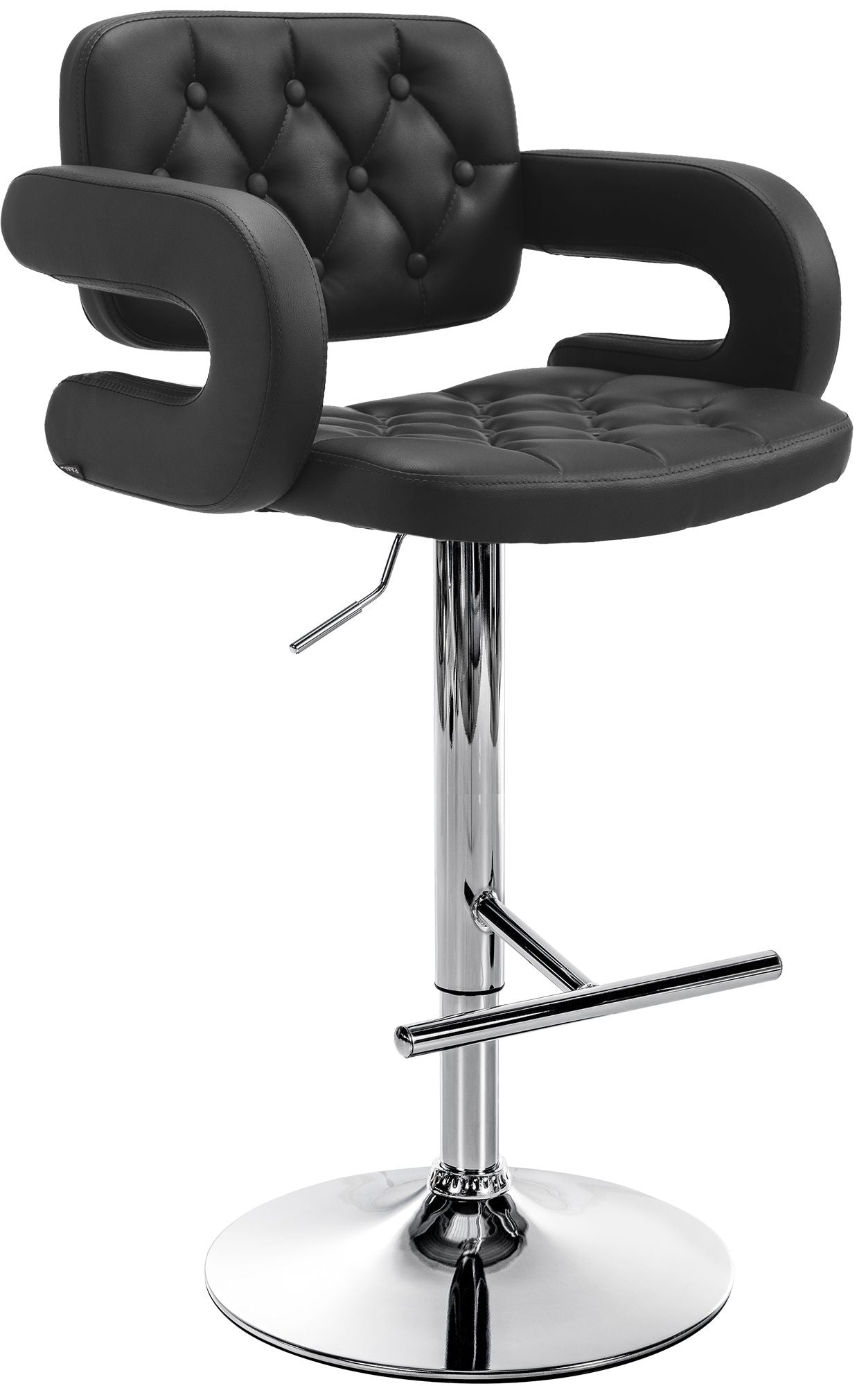Designer Barstoel met Kunstleer - Luxe Comfort - Verstelbaar en Stabiliteit Kleur zwart Onderstel Kleur chroom