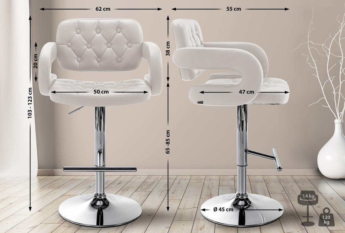 Verstelbare Barkrukken - Hoge Krukken - Langdurig Comfort Kleur wit