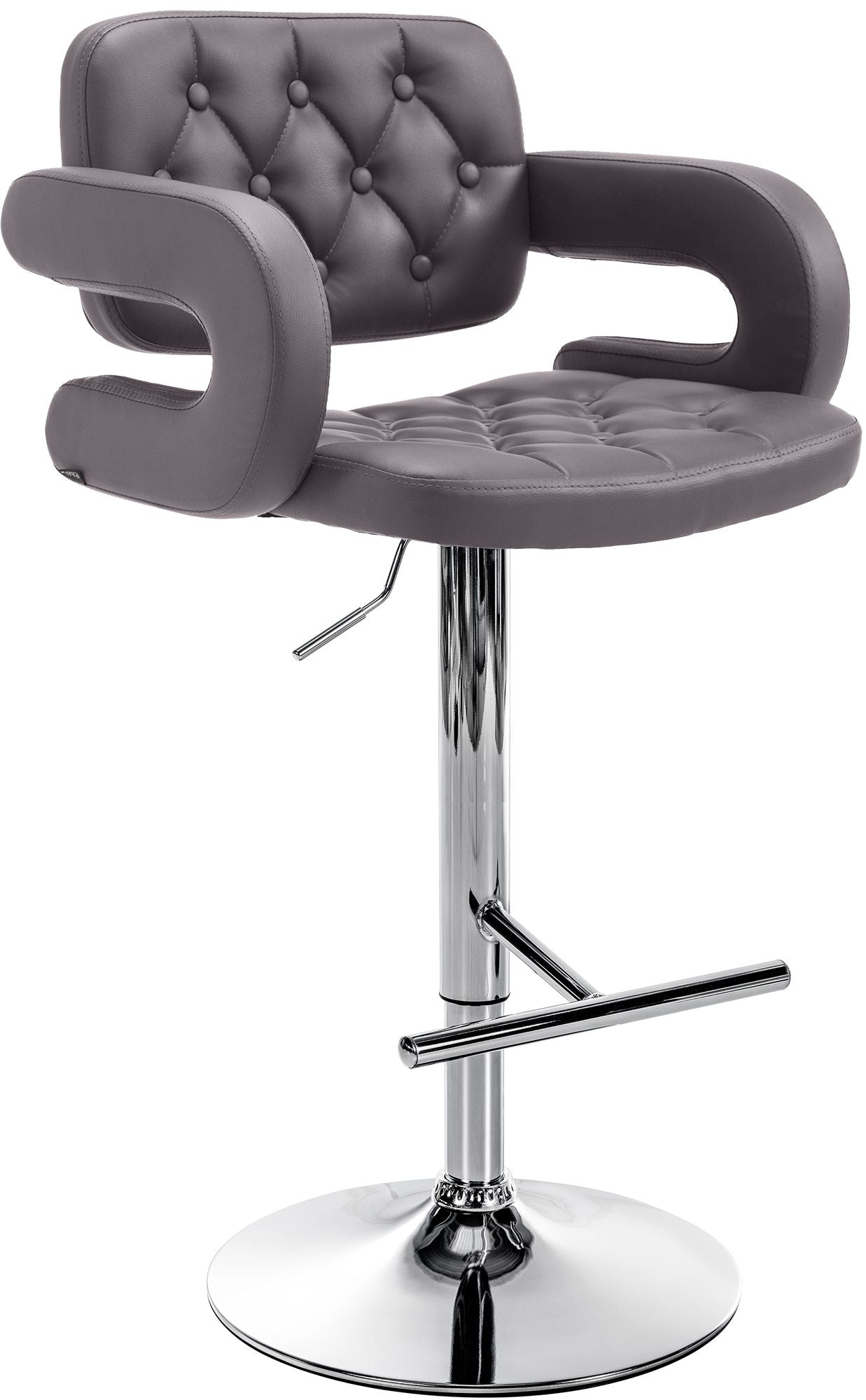 Designer Barstoel met Kunstleer - Luxe Comfort - Verstelbaar en Stabiliteit Kleur bruin Onderstel Kleur chroom