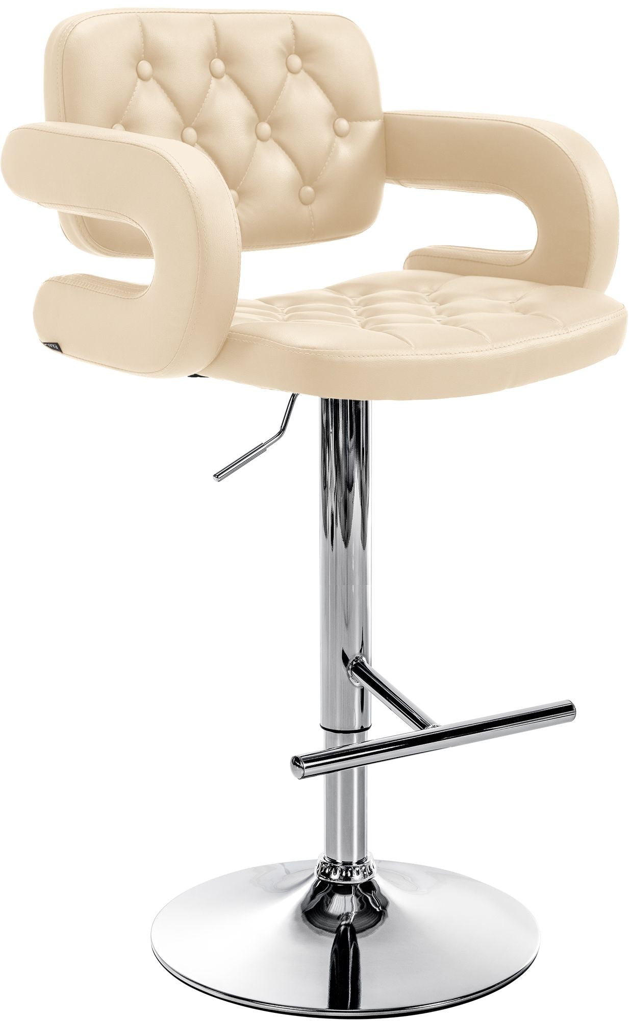 Designer Barstoel met Kunstleer - Luxe Comfort - Verstelbaar en Stabiliteit Kleur crème Onderstel Kleur chroom