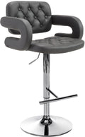 Designer Barstoel met Kunstleer - Luxe Comfort - Verstelbaar en Stabiliteit Kleur grijs Onderstel Kleur chroom