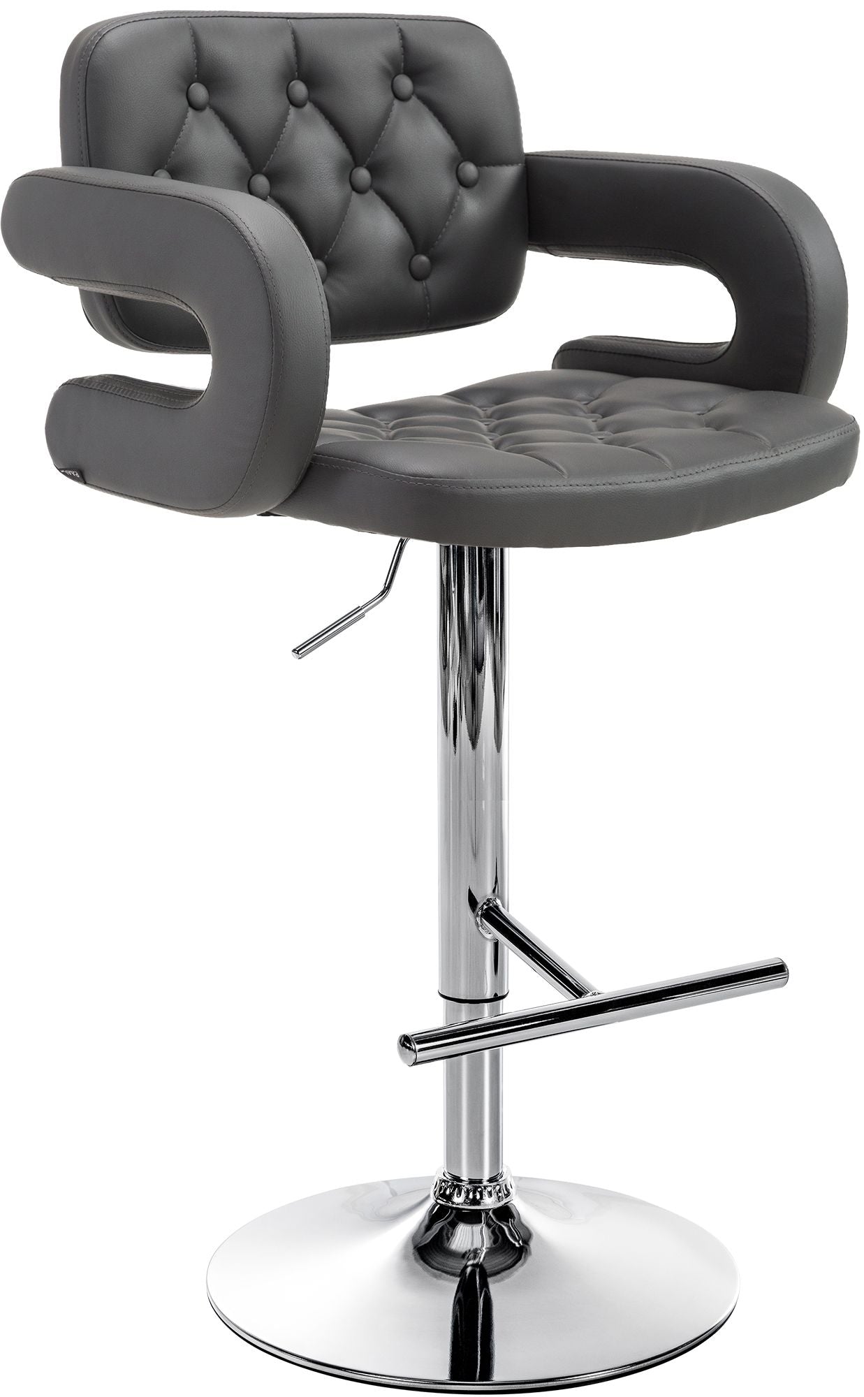 Designer Barstoel met Kunstleer - Luxe Comfort - Verstelbaar en Stabiliteit Kleur grijs Onderstel Kleur chroom