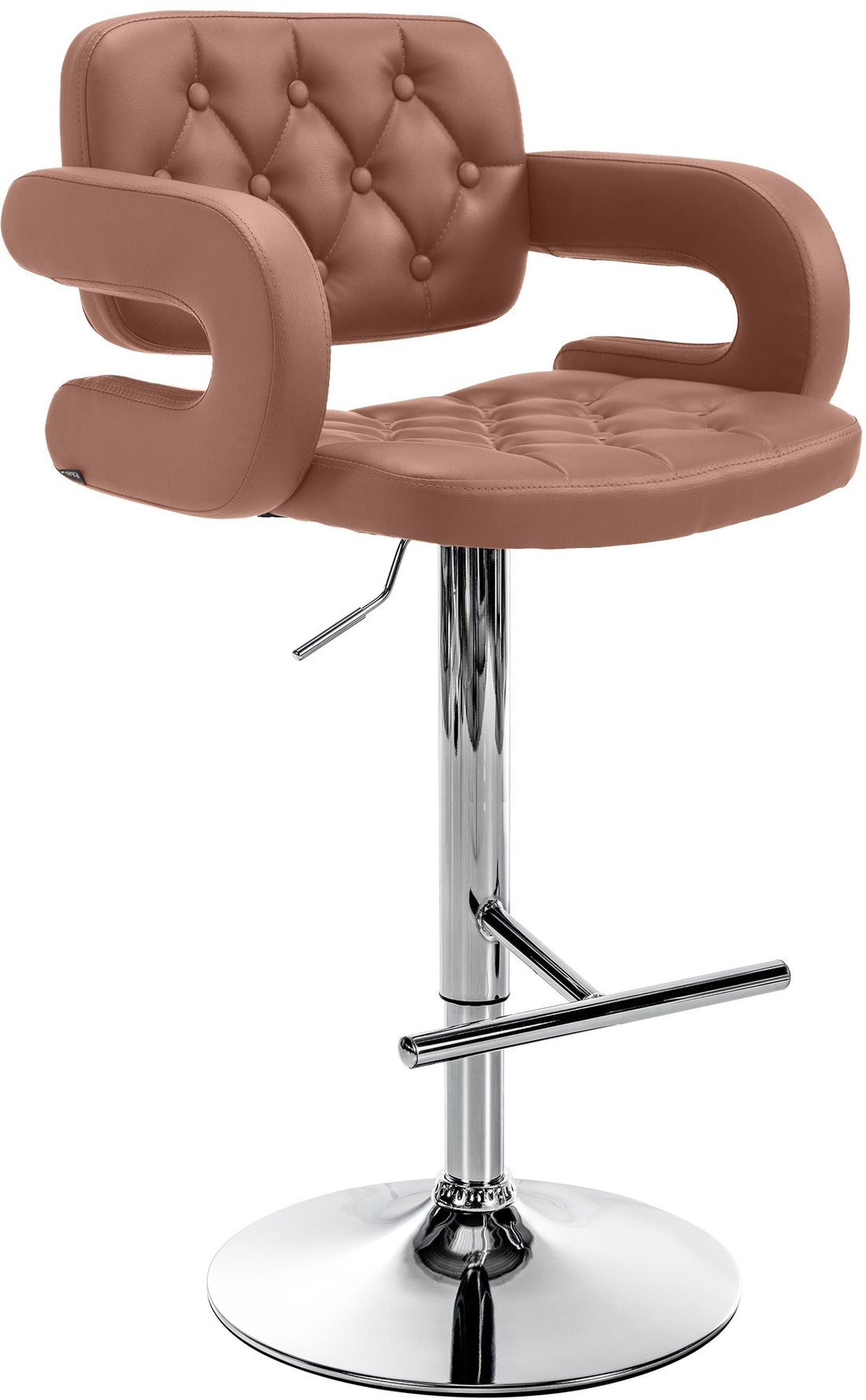 Designer Barstoel met Kunstleer - Luxe Comfort - Verstelbaar en Stabiliteit Kleur bruin Onderstel Kleur chroom