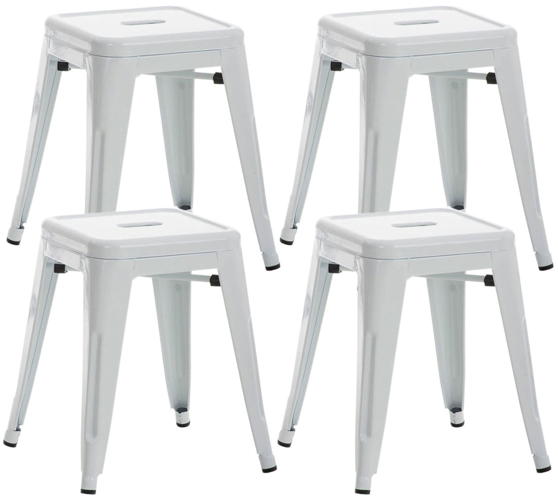 4-delige Set Zitkrukken - Stoelen - Robuust & Stapelbaar Design Kleur wit