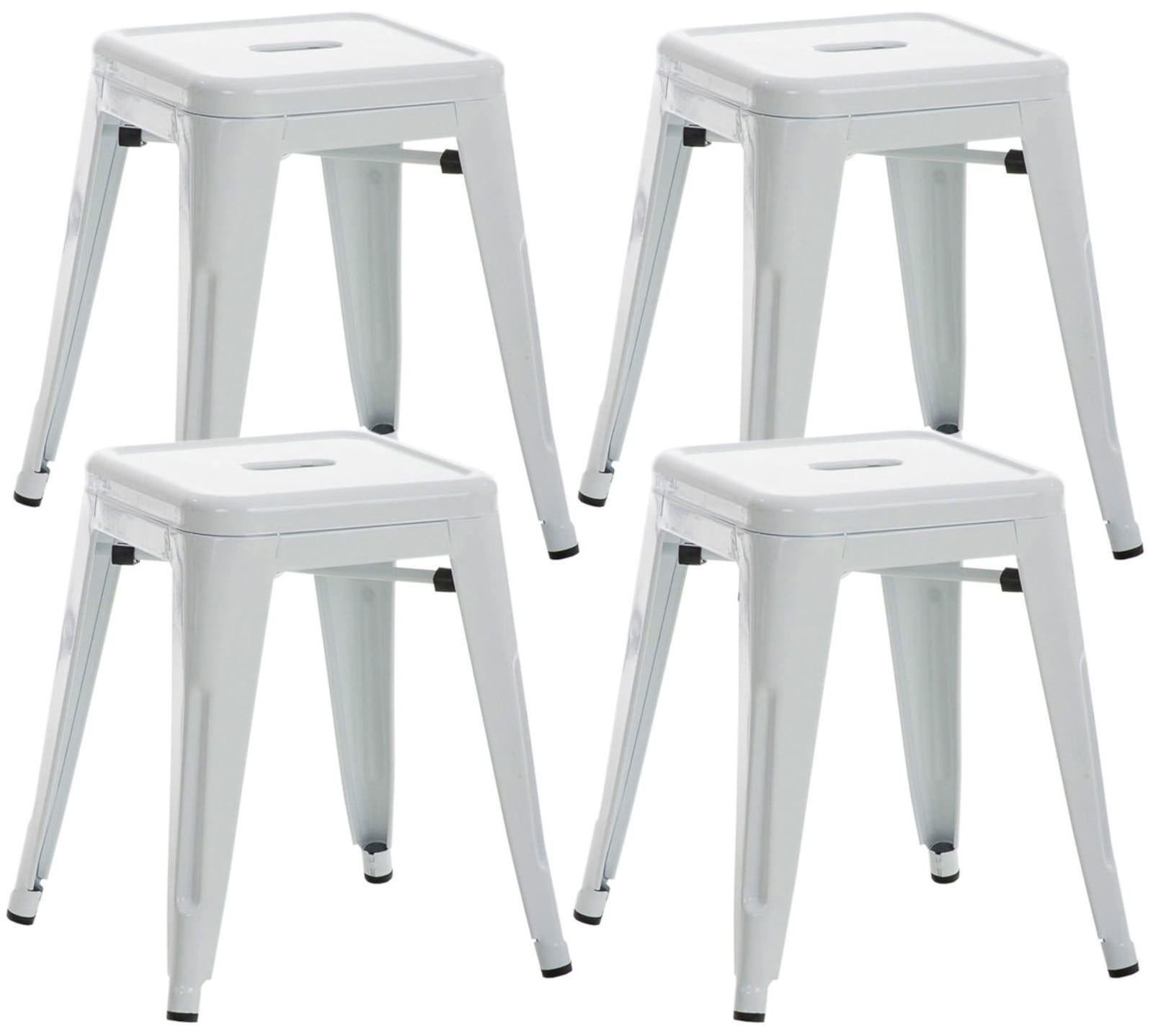 4-delige Set Zitkrukken - Stoelen - Robuust & Stapelbaar Design Kleur wit
