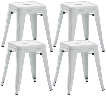 4-delige Set Zitkrukken - Stoelen - Robuust & Stapelbaar Design Kleur wit