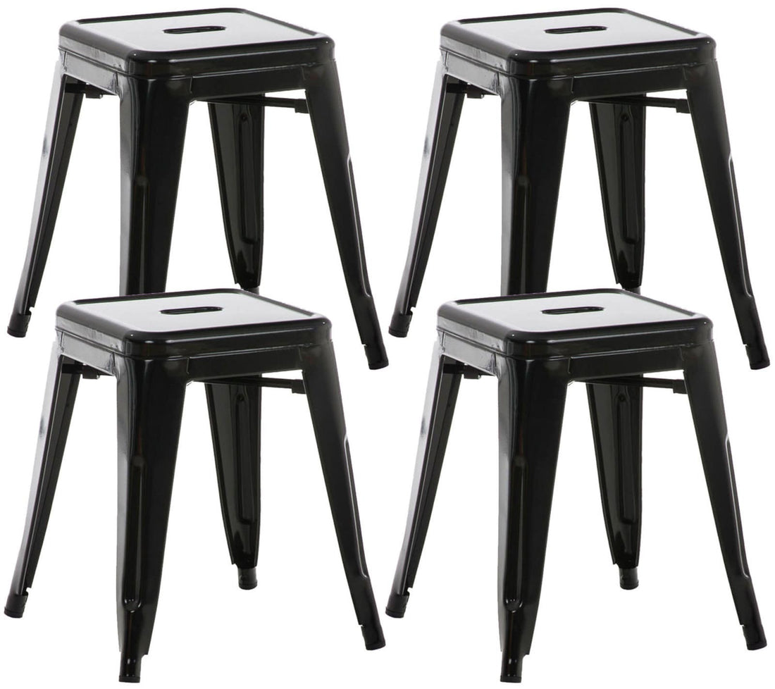 4-delige Set Zitkrukken - Stoelen - Robuust & Stapelbaar Design Kleur wit