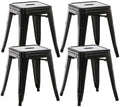 4-delige Set Zitkrukken - Stoelen - Robuust & Stapelbaar Design Kleur zwart