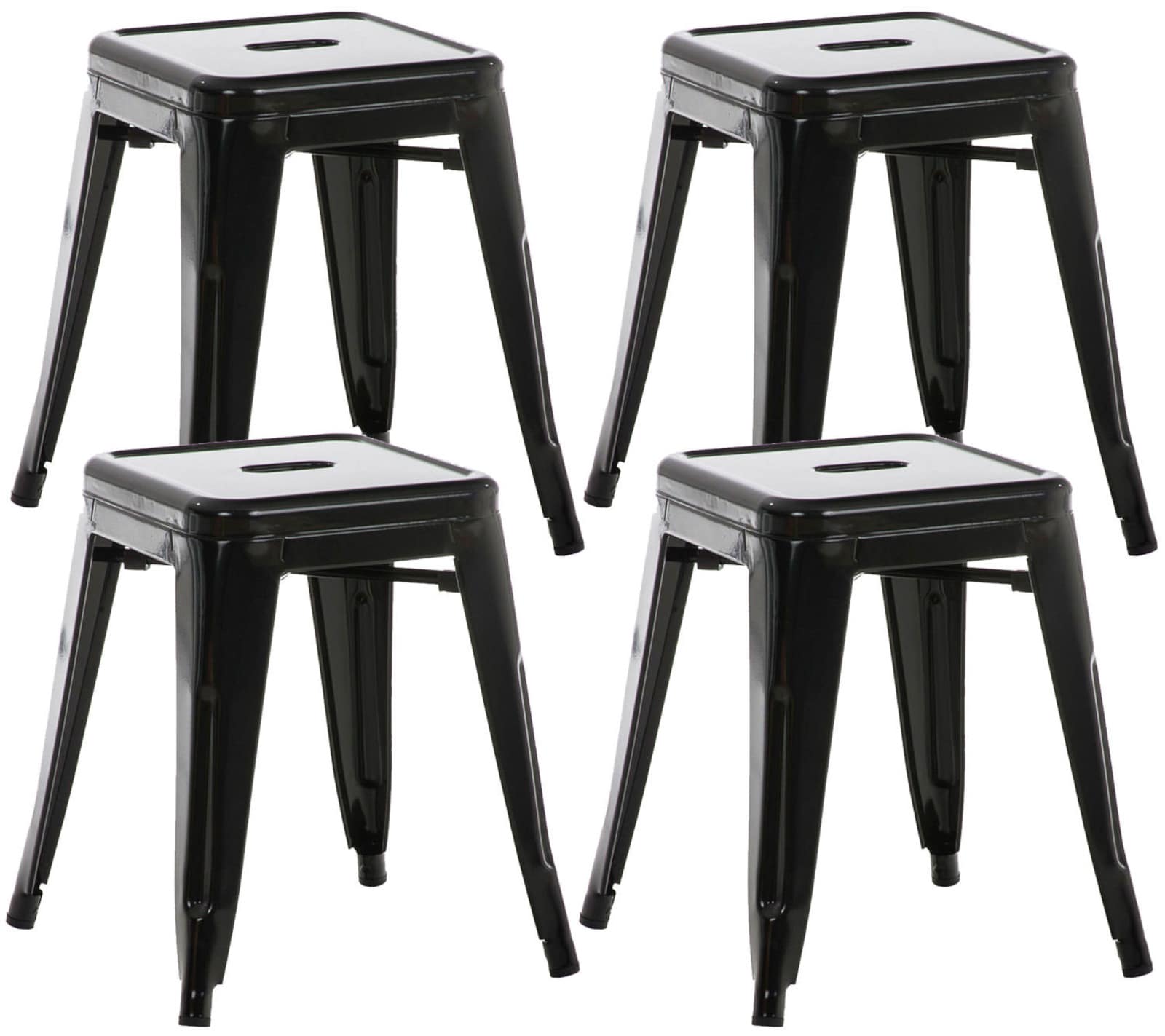 4-delige Set Zitkrukken - Stoelen - Robuust & Stapelbaar Design Kleur zwart