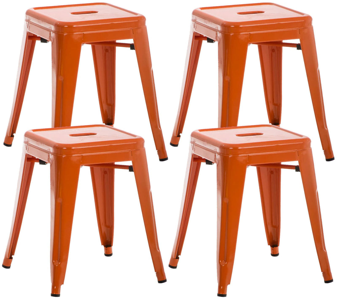Set van 4 Industriële Krukken - Stapelbare Stoelen - Buitengewone Stabiliteit Kleur oranje