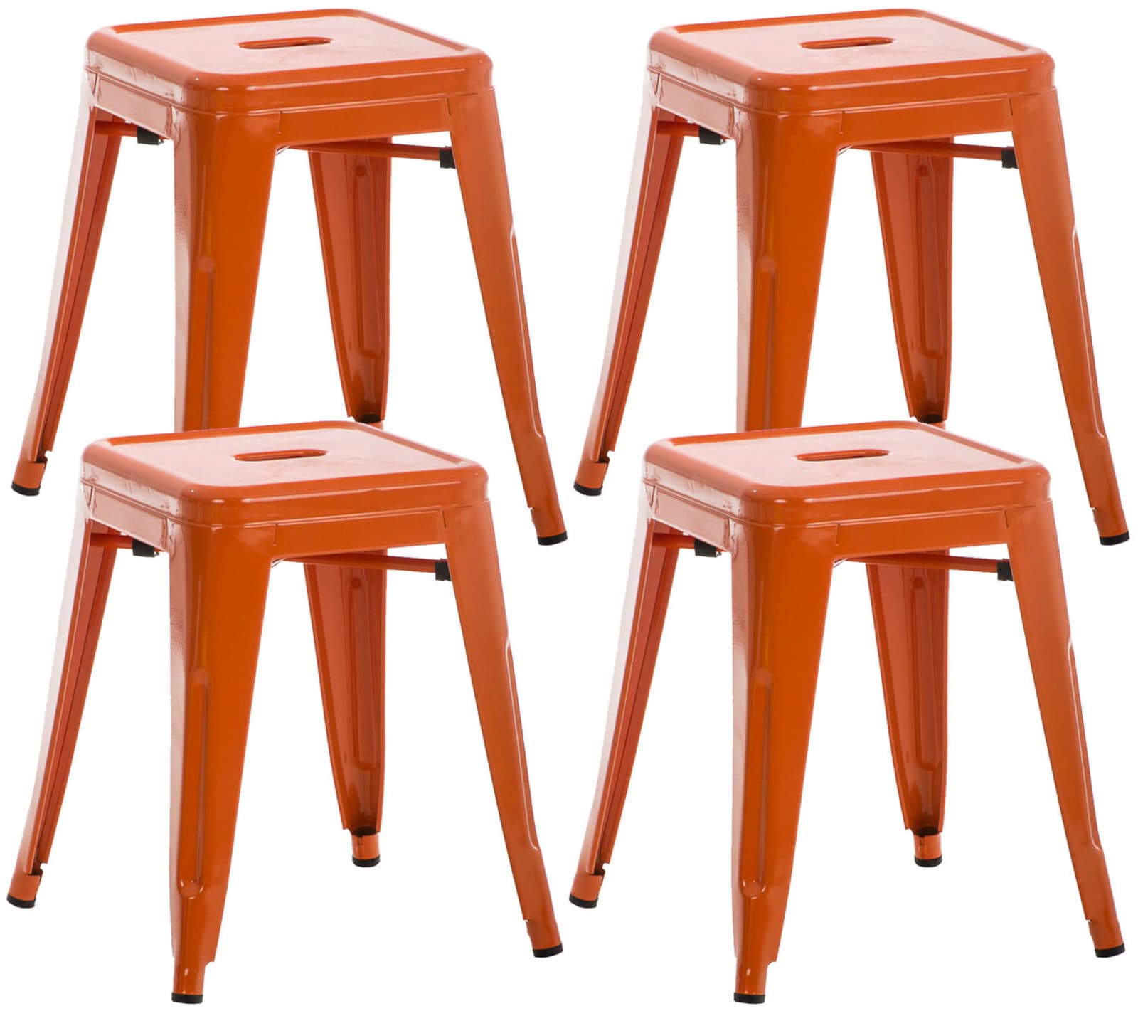 Set van 4 Industriële Krukken - Stapelbare Stoelen - Buitengewone Stabiliteit Kleur oranje