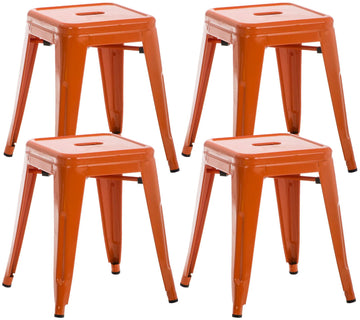 Set van 4 Industriële Krukken - Stapelbare Stoelen - Buitengewone Stabiliteit Kleur oranje