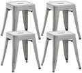 4-delige Set Zitkrukken - Stoelen - Robuust & Stapelbaar Design Kleur zilver