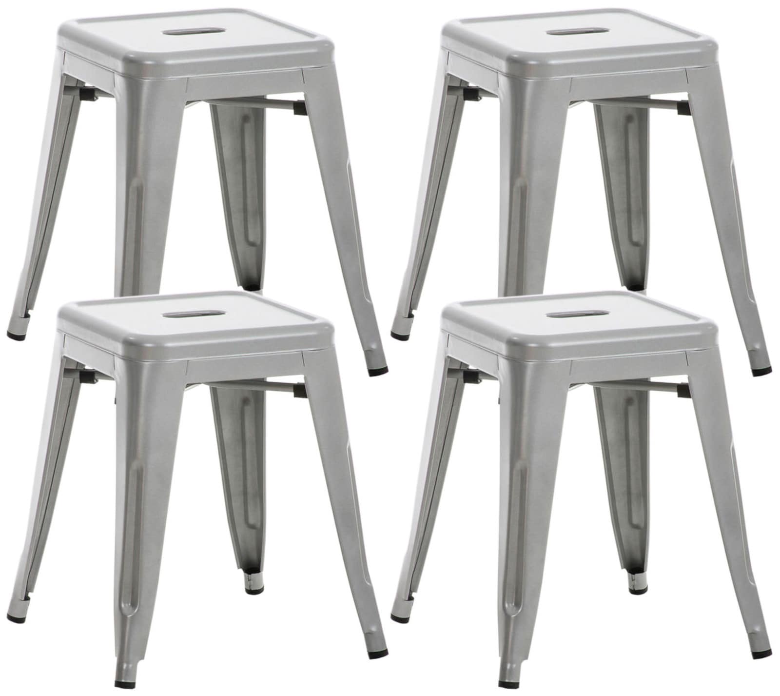 4-delige Set Zitkrukken - Stoelen - Robuust & Stapelbaar Design Kleur zilver