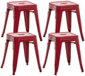 4-delige Set Zitkrukken - Stoelen - Robuust & Stapelbaar Design Kleur rood