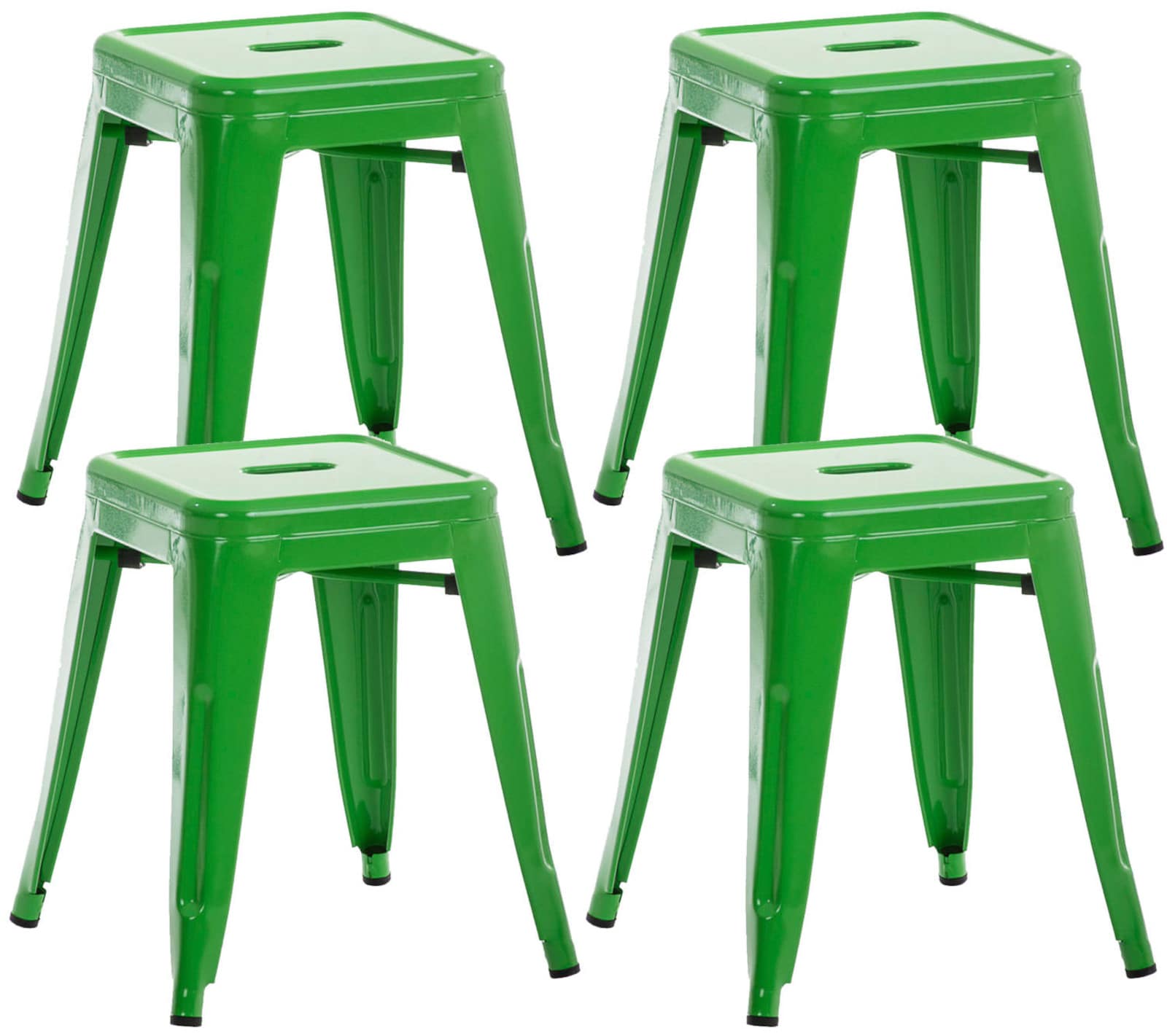 4-delige Set Zitkrukken - Stoelen - Robuust & Stapelbaar Design Kleur groen