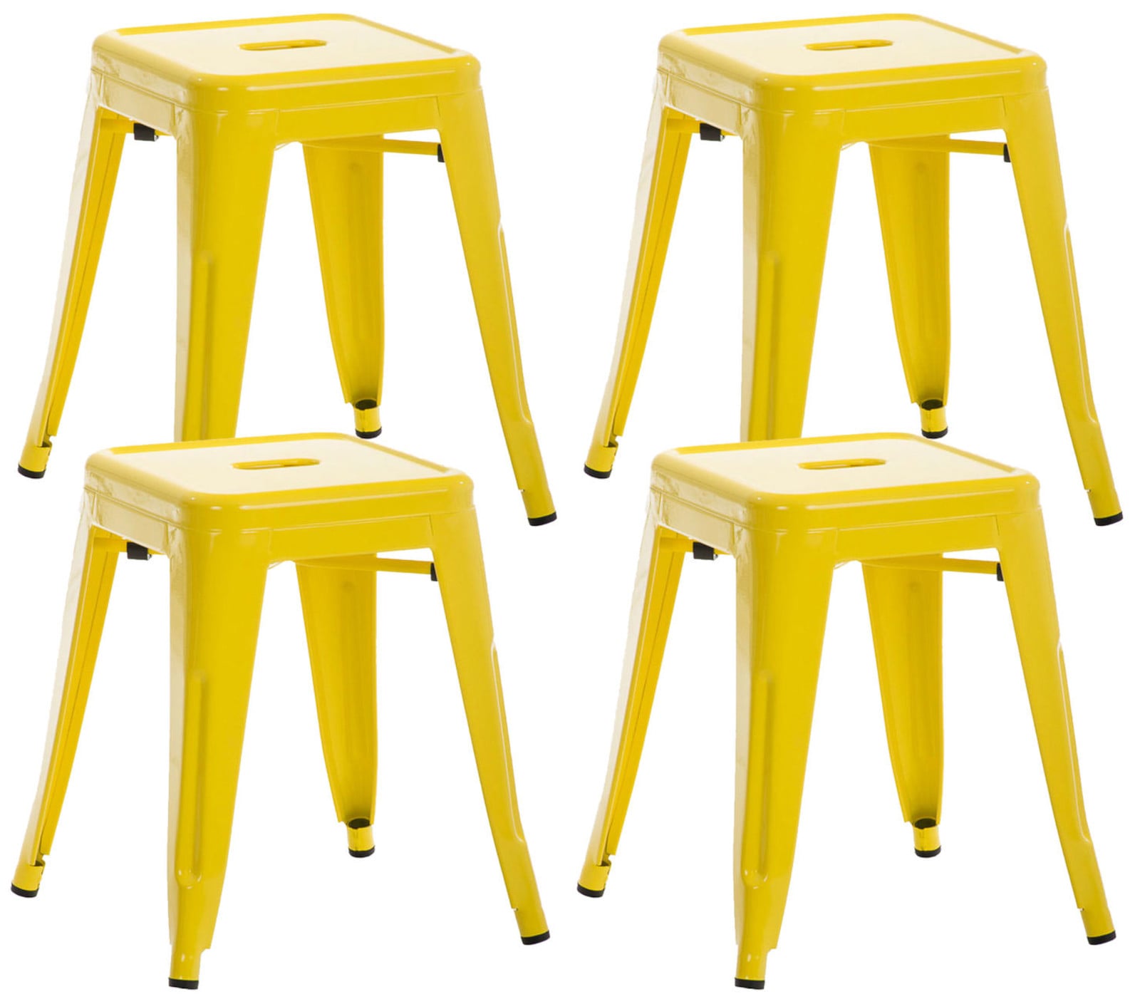4-delige Set Zitkrukken - Stoelen - Robuust & Stapelbaar Design Kleur geel