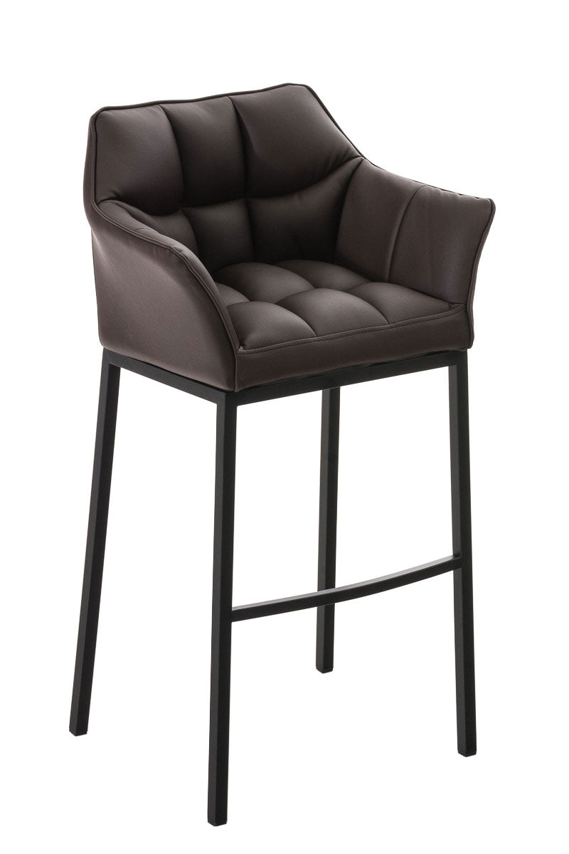 Barkruk Damaso - Hoge Kruk - Comfortabele Gewatteerde Rugleuning - Kunstleer Bekleding Kleur bruin Onderstel Kleur zwart