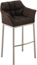 Barkruk met Stoffen Bekleding - Barstoel - Extra Comfort, Zilverkleurig Roestvrijstalen Onderstel Kleur bruin Onderstel Kleur roestvrij staal