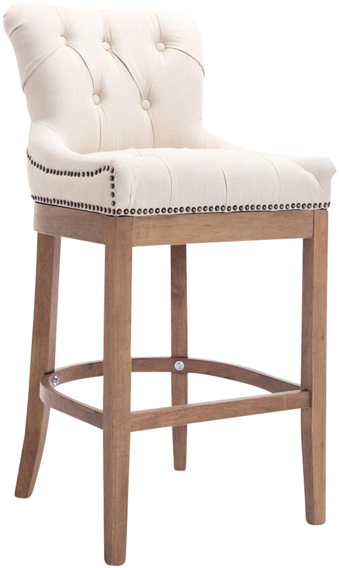 Barkruk - Hoge Kruk, Stijlvol Design, Comfortabele Zithoogte - 74 cm, Rubberhouten Onderstel Kleur crème