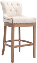 Barkruk - Hoge Kruk, Stijlvol Design, Comfortabele Zithoogte - 74 cm, Rubberhouten Onderstel Kleur crème