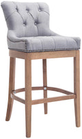 Barkruk - Hoge Kruk, Stijlvol Design, Comfortabele Zithoogte - 74 cm, Rubberhouten Onderstel Kleur lichtgrijs