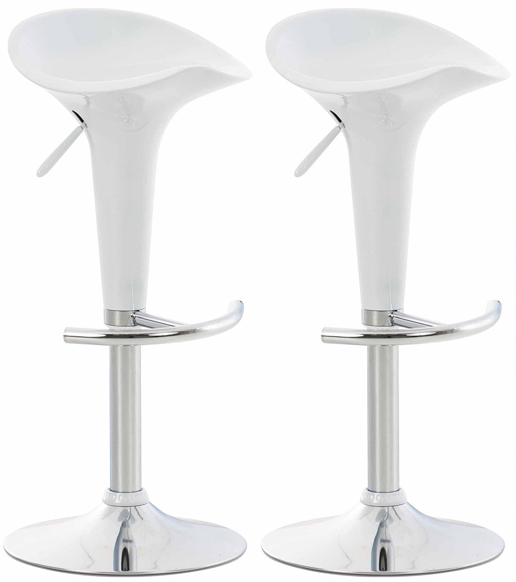 Set van 2 Barkrukken - Hoge krukken - Ergonomisch en Verstelbaar in Hoogte Kleur wit