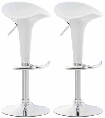 Set van 2 Barkrukken - Hoge krukken - Ergonomisch en Verstelbaar in Hoogte Kleur wit