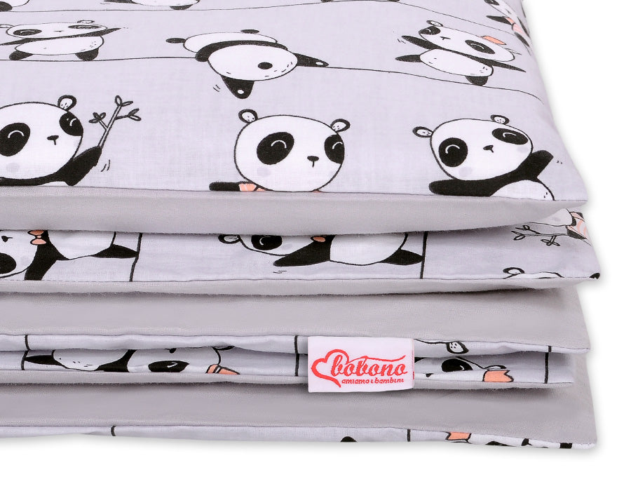 Baby beddengoed set - dekbedovertrek - zacht katoen, huidvriendelijk, 2-delig, grijze panda