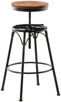 Barkruk Industrieel Design - Houten en Metalen Barkruk - In Hoogte Verstelbaar en Kleur brons