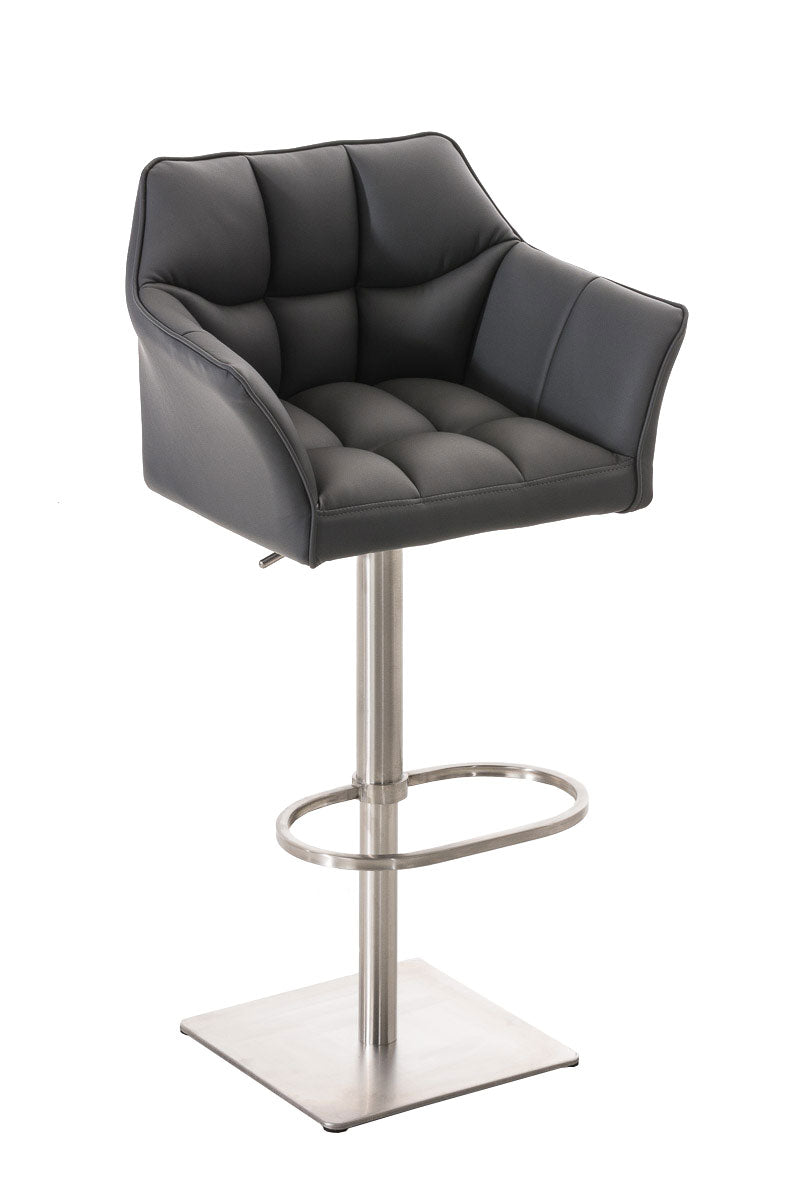 Moderne Barkruk - Elegante Stoel - 360° Draaibaar & Verstelbaar Kleur grijs Onderstel Kleur roestvrij staal