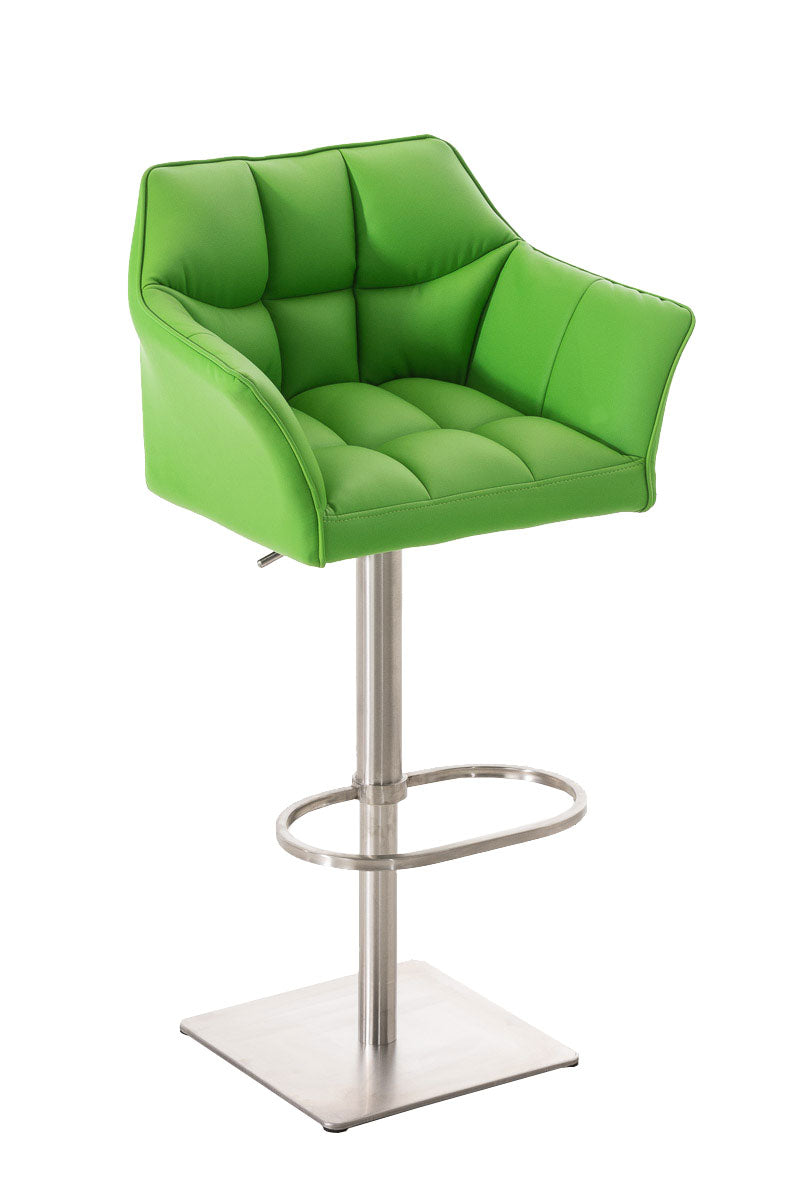 Moderne Barkruk - Elegante Stoel - 360° Draaibaar & Verstelbaar Kleur groen Onderstel Kleur roestvrij staal
