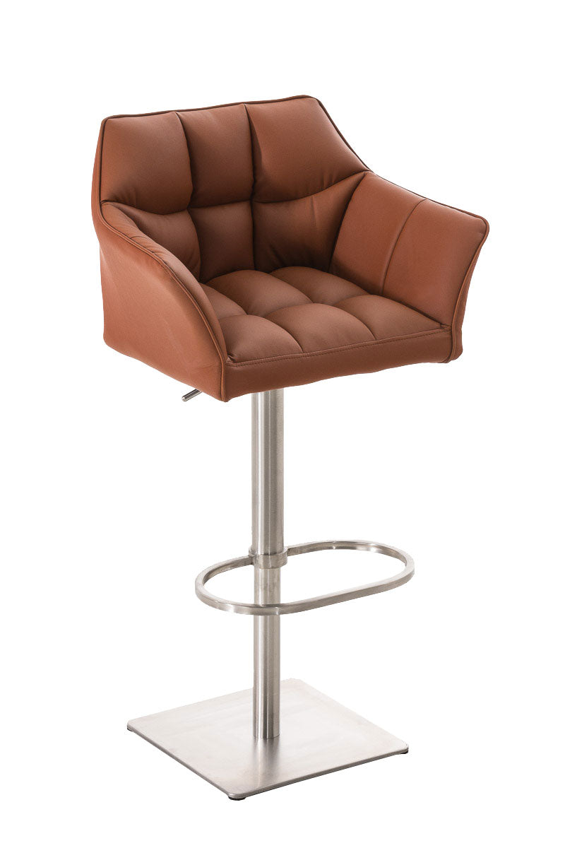Moderne Barkruk - Elegante Stoel - 360° Draaibaar & Verstelbaar Kleur lichtbruin Onderstel Kleur roestvrij staal