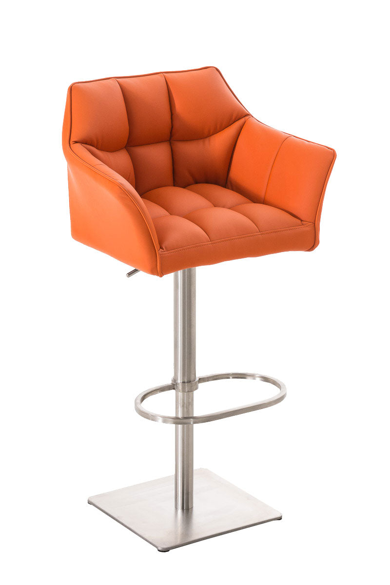 Moderne Barkruk - Elegante Stoel - 360° Draaibaar & Verstelbaar Kleur oranje Onderstel Kleur roestvrij staal