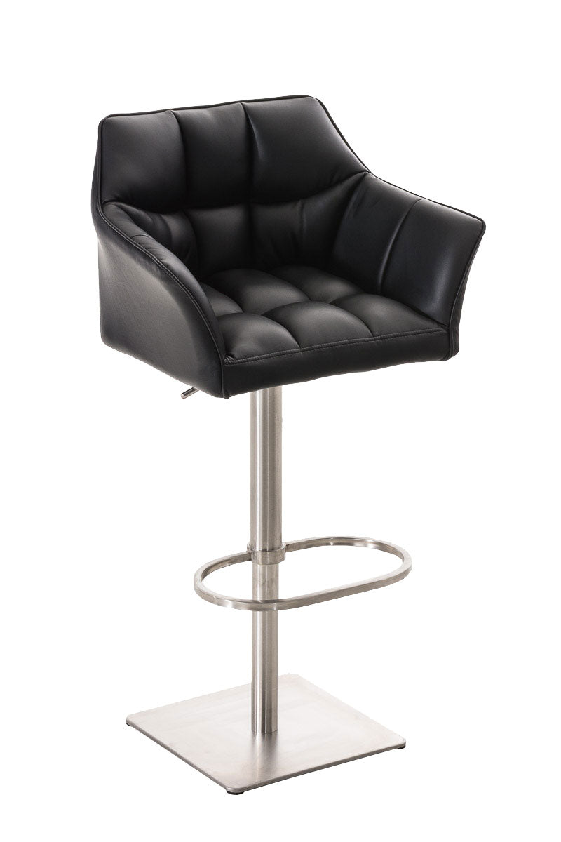 Moderne Barkruk - Elegante Stoel - 360° Draaibaar & Verstelbaar Kleur zwart Onderstel Kleur roestvrij staal