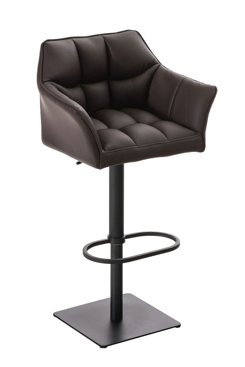 Moderne Barkruk - Elegante Stoel - 360° Draaibaar & Verstelbaar Kleur bruin Onderstel Kleur zwart